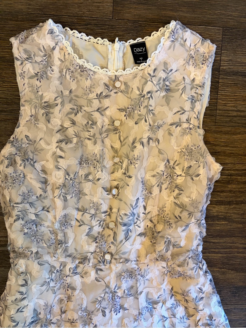 DAZY Women’s Classy Cottagecore Floral Print Round Neck Sleeveless Midi Dress S - Picture 4 of 10